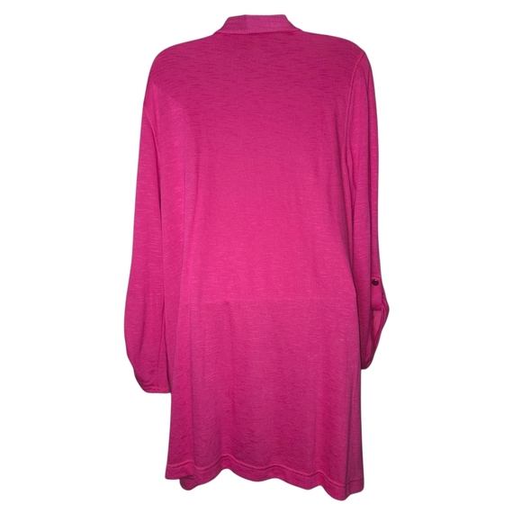 Elegant Vibrant Pink Draped Cardigan - Picture 2 of 7
